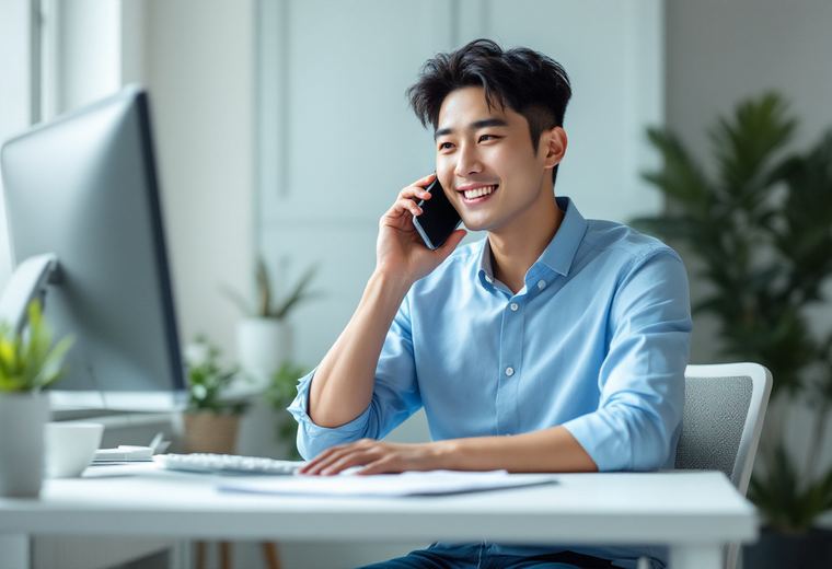 전화로 상담받는 모습